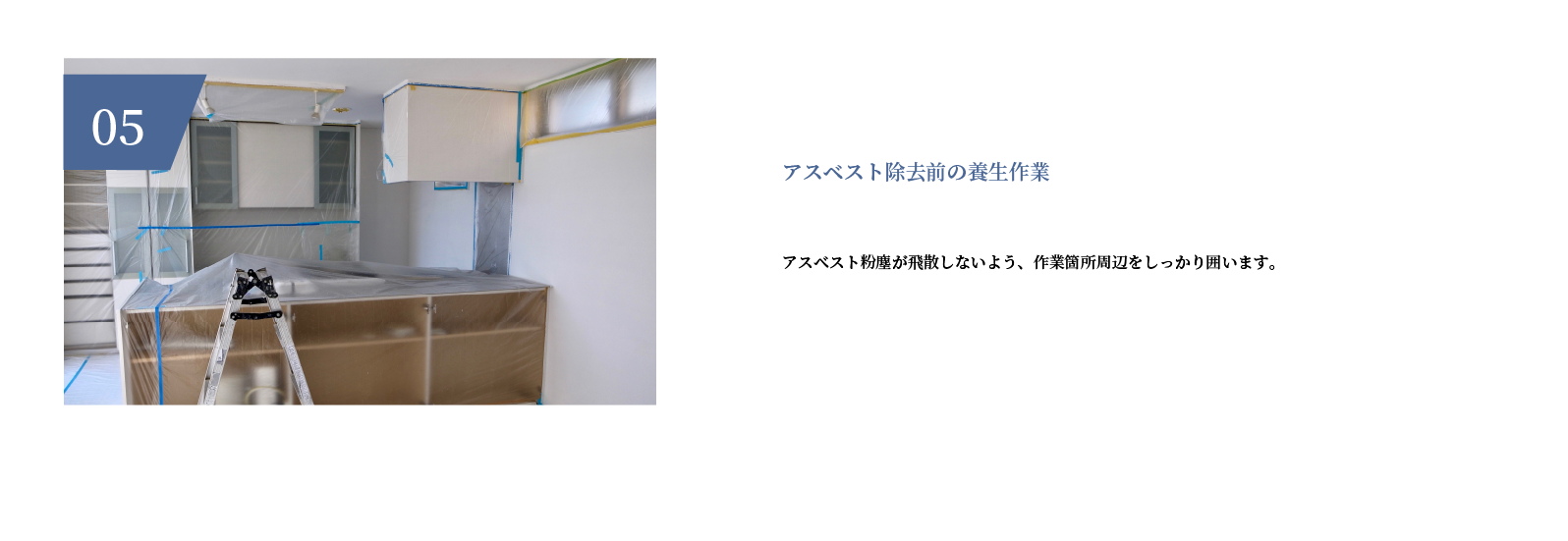 アスベスト除去前の養生作業